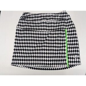 Jofit Womens Harlequin Diamond Golf Tennis Skort Black White Neon Green Small